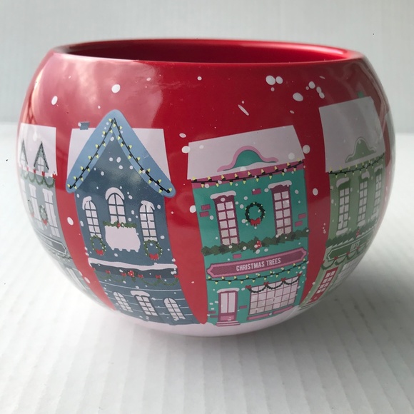 Red Teleflora Holiday Winter Scene Globe Vase 4.25” - Picture 2 of 8